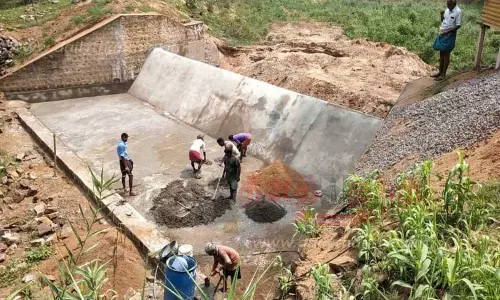 சேதமடைந்த தடுப்பணையை சொந்த செலவில் சீரமைத்த விவசாயிகள்