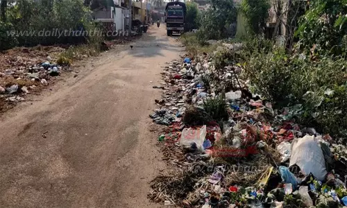 சாலையோரம் குவிந்து கிடக்கும்குப்பை கழிவுகளால் பொதுமக்கள் அவதி