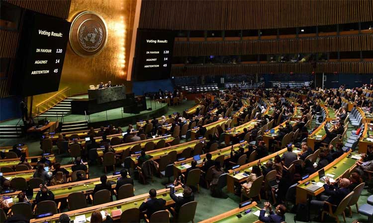 இஸ்ரேலுக்கு கண்டனம் தெரிவிக்கும் ஐ.நா தீர்மானம்: இந்தியா ஆதரவாக வாக்களிப்பு