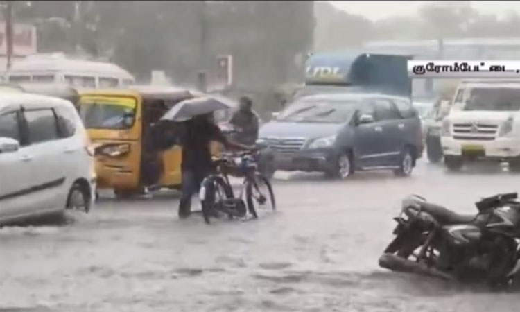 சென்னை மற்றும் புறநகர் பகுதிகளில் மீண்டும் கனமழை - ஜிஎஸ்டி சாலையில் ஊர்ந்து செல்லும் வாகனங்கள்