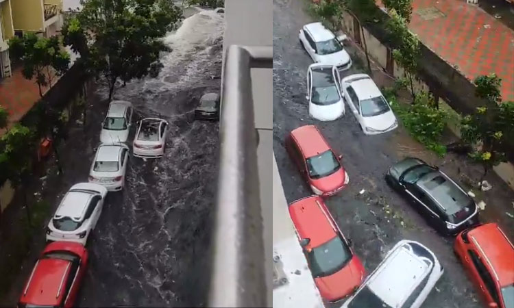 சென்னையில் தொடர் கனமழை: வெள்ளநீரில் அடித்துச்செல்லப்பட்ட கார்கள்...!