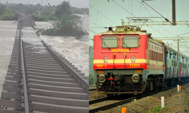 வெள்ளத்தில் மூழ்கிய தண்டவாளங்கள்... ரெயில் போக்குவரத்தில் மாற்றம்..!