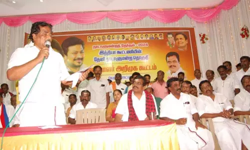 தி.மு.க வேட்பாளர் அதிக வாக்குகள் வித்தியாசத்தில் வெற்றி பெறாவிட்டால் அமைச்சர் பதவியை ராஜினாமா செய்வேன் - பி.மூர்த்தி ஆவேச பேச்சு