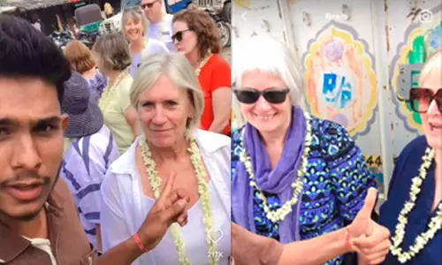 வெளிநாட்டு பெண் சுற்றுலாவாசிகளுக்கு விலை நிர்ணயித்த வாலிபர்; வீடியோ வைரலாகி சர்ச்சை