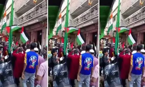 பீகார்: மத ஊர்வலத்தின்போது பாலஸ்தீன கொடியை ஏந்திச்சென்ற 3 பேர் கைது - போலீசார் அதிரடி பீகார்: மத ஊர்வலத்தின்போது பாலஸ்தீன கொடியை ஏந்திச்சென்ற 3 பேர் கைது - போலீசார் அதிரடி