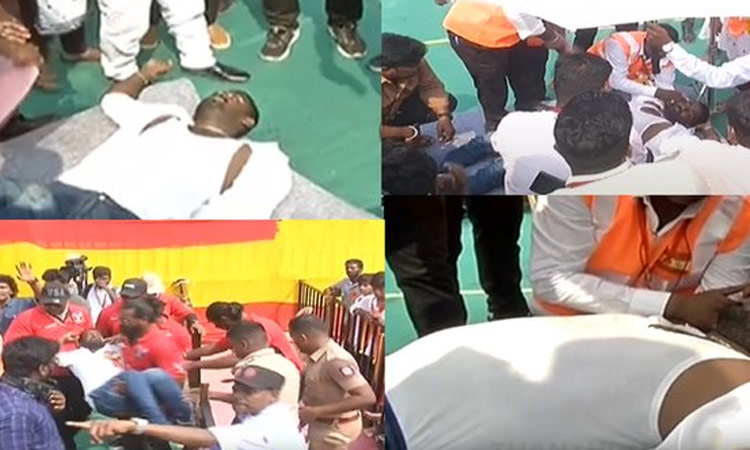 தவெக மாநாட்டில் 20க்கும் மேற்பட்டோர் மயக்கம் தவெக மாநாட்டில் 20க்கும் மேற்பட்டோர் மயக்கம்