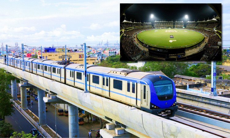 சென்னையில் இன்று டி20 கிரிக்கெட் போட்டி: மெட்ரோ ரெயில் சேவை நீட்டிப்பு