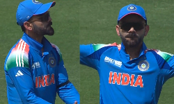 களத்தில் நடனமாடி ரசிகர்களை உற்சாகப்படுத்திய விராட் கோலி களத்தில் நடனமாடி ரசிகர்களை உற்சாகப்படுத்திய விராட் கோலி