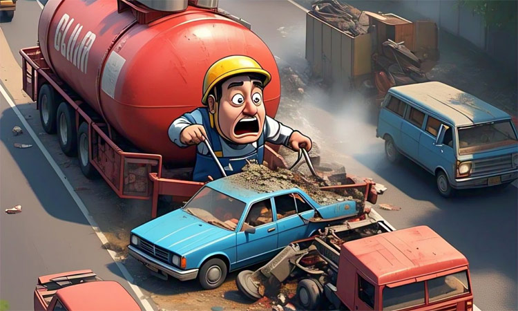 ம.பி.; கேஸ் டேங்கர் லாரி மீது வாகனங்கள் அடுத்தடுத்து மோதி விபத்து; 7 பேர் பலி