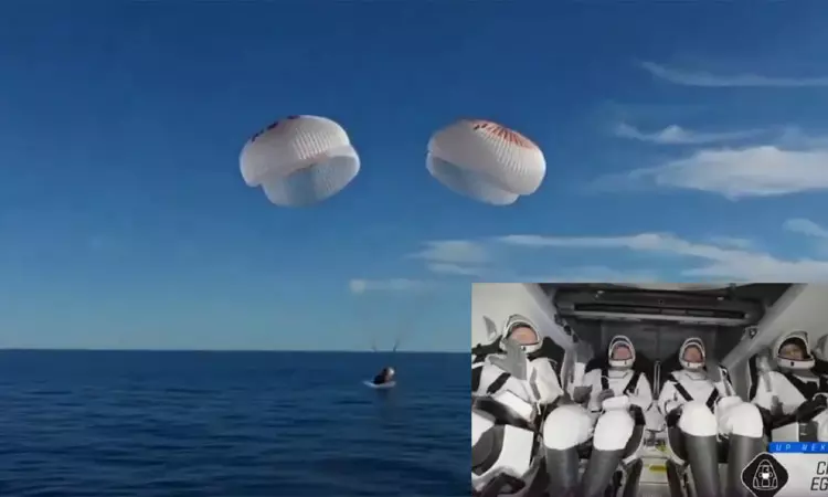 சுனிதா வில்லியம்ஸ் மற்றும் 3 பேருடன் பத்திரமாக தரையிறங்கியது டிராகன் விண்கலம்