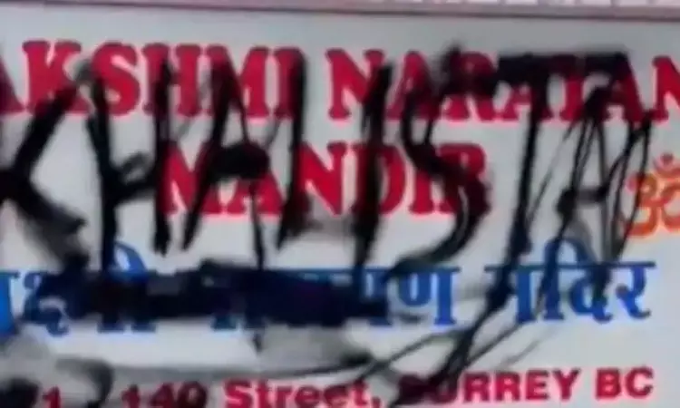 கனடாவில் இந்து கோவில் மீது தாக்குதல்