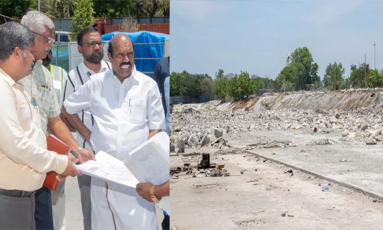 முட்டுக்காட்டில் கலைஞர் பன்னாட்டு அரங்கம் அமைக்கும் பணி: அமைச்சர் எ.வ.வேலு ஆய்வு