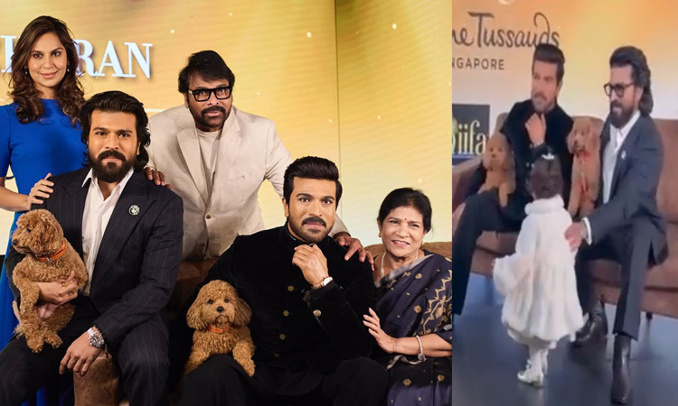 மெழுகு சிலையுடன் ராம் சரண் - குழம்பிய மகள்...வீடியோ வைரல்