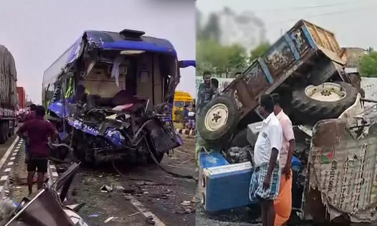 கரூர் அருகே பயங்கர விபத்து - சிறுமி உள்பட 4 பேர் பலி கரூர் அருகே பயங்கர விபத்து - சிறுமி உள்பட 4 பேர் பலி