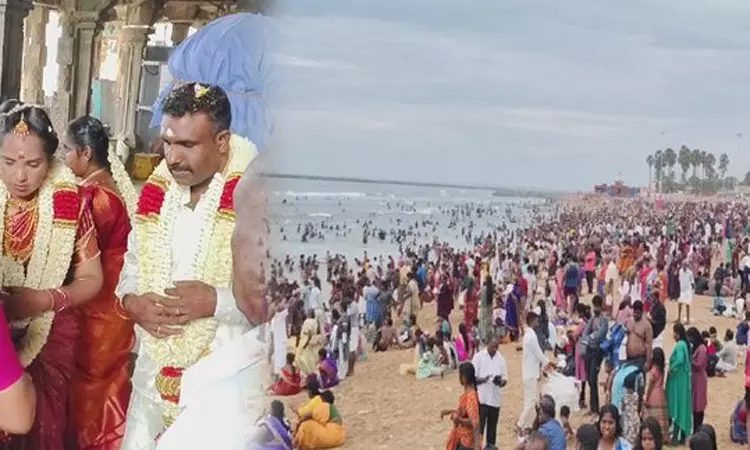 திருச்செந்தூரில் அலைமோதும் கூட்டம் திருச்செந்தூரில் அலைமோதும் கூட்டம்