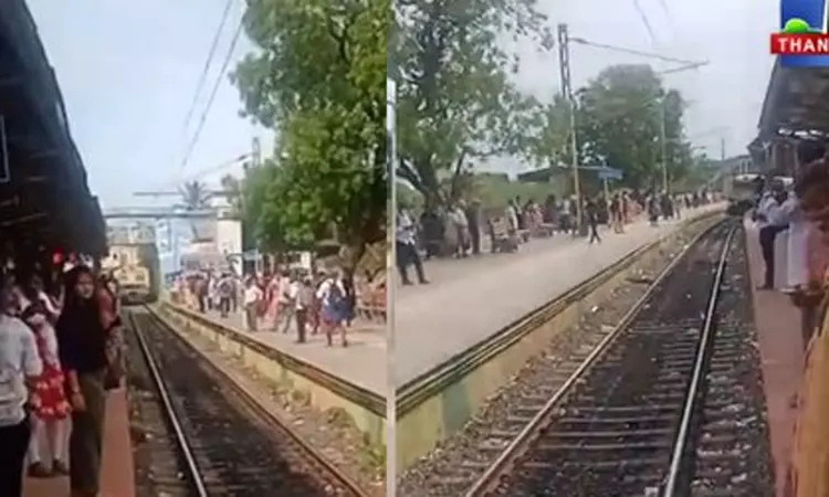 பல்லாவரத்தில் ஒரே தண்டவாளத்தில் 2 ரெயில்கள் வந்து நின்றதால் பரபரப்பு