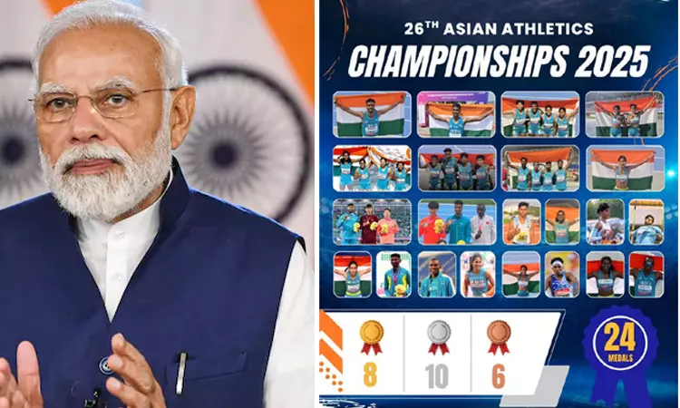 ஆசிய தடகள சாம்பியன்ஷிப் தொடரில் பதக்கம் வென்ற இந்திய வீரர்களுக்கு பிரதமர் மோடி வாழ்த்து