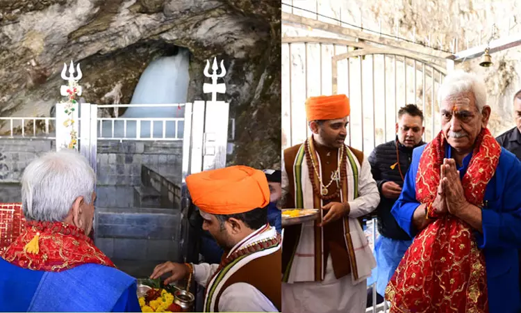 அமர்நாத் யாத்திரை.. பனி லிங்கத்திற்கு பிரதான பூஜை செய்த கவர்னர்