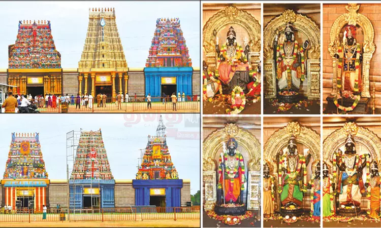 முருக பக்தர்கள் மாநாட்டு திடலில் அறுபடைவீடு மாதிரிகள் அமைப்பு