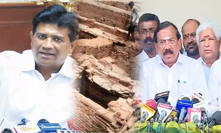 கீழடி அகழாய்வு விவகாரம்: திமுக - அதிமுக மோதல் கீழடி அகழாய்வு விவகாரம்: திமுக - அதிமுக மோதல்