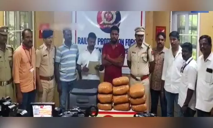 ஒடிசாவில் இருந்து சென்னைக்கு ரெயிலில் கடத்தி வரப்பட்ட 19 கிலோ கஞ்சா - இளைஞர் கைது ஒடிசாவில் இருந்து சென்னைக்கு ரெயிலில் கடத்தி வரப்பட்ட 19 கிலோ கஞ்சா - இளைஞர் கைது