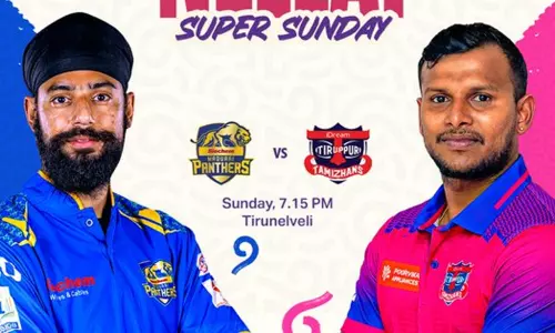 டி.என்.பி.எல்.: மதுரைக்கு எதிராக டாஸ் வென்ற திருப்பூர் பந்துவீச்சு தேர்வு டி.என்.பி.எல்.: மதுரைக்கு எதிராக டாஸ் வென்ற திருப்பூர் பந்துவீச்சு தேர்வு