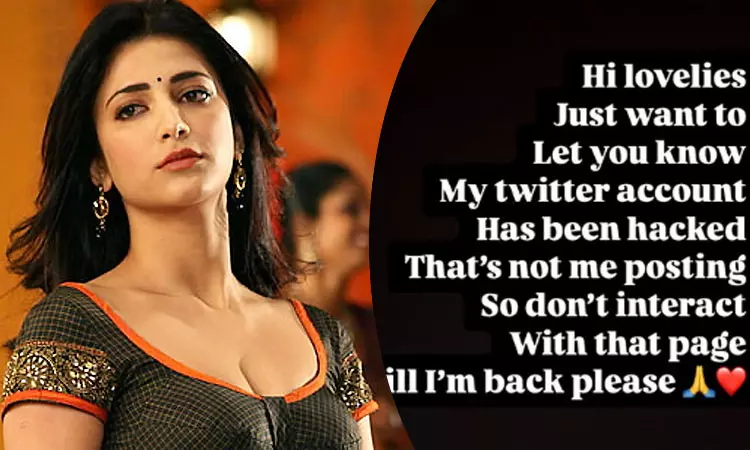 Actress Shruti Haasans X page hacked