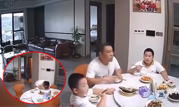 நிலநடுக்கம் ஏற்பட்டபோதும்... சிறுவனுக்கு உணவுதான் முக்கியம்; வைரலான வீடியோ