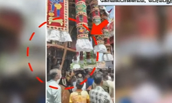 அமைச்சர் இழுத்த தேர் சரிந்ததால் பரபரப்பு