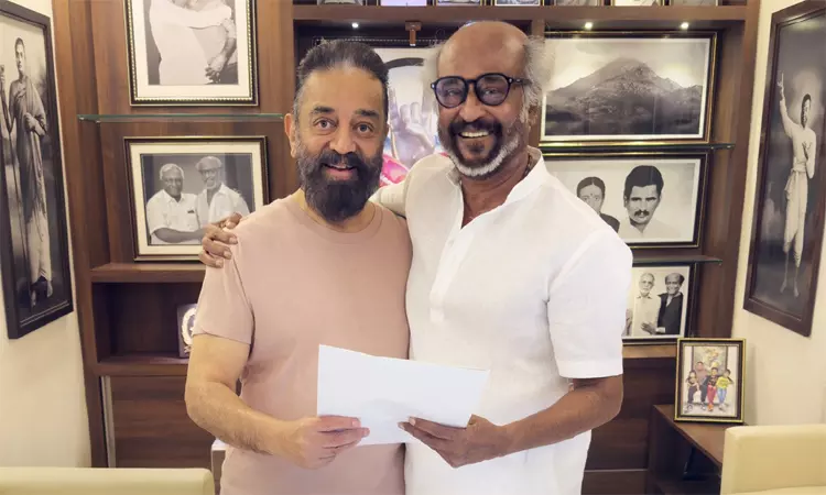 ரஜினிகாந்திடம் வாழ்த்து பெற்ற கமல்ஹாசன்