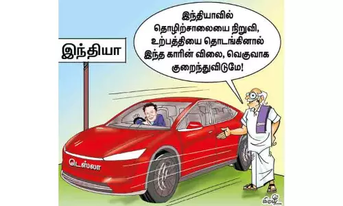 இந்தியாவுக்குள் நுழைந்த டெஸ்லா கார் இந்தியாவுக்குள் நுழைந்த டெஸ்லா கார்