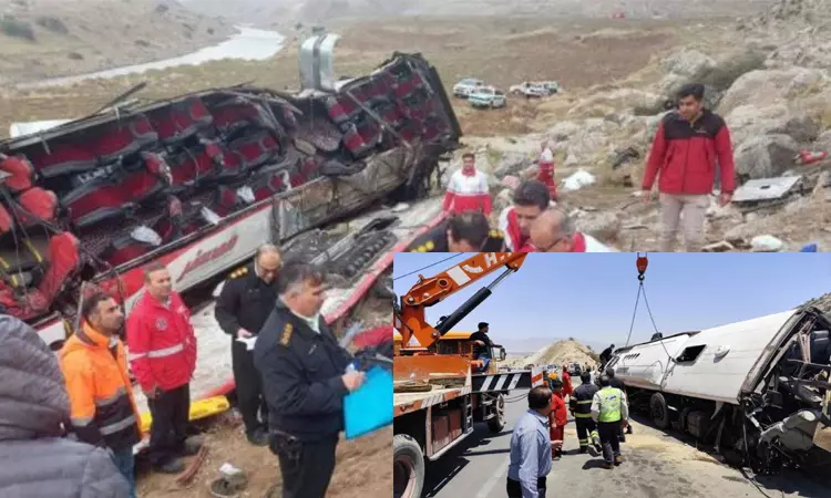 ஈரான்: பஸ் கவிழ்ந்து கோர விபத்து - 21 பேர் பலி ஈரான்: பஸ் கவிழ்ந்து கோர விபத்து - 21 பேர் பலி