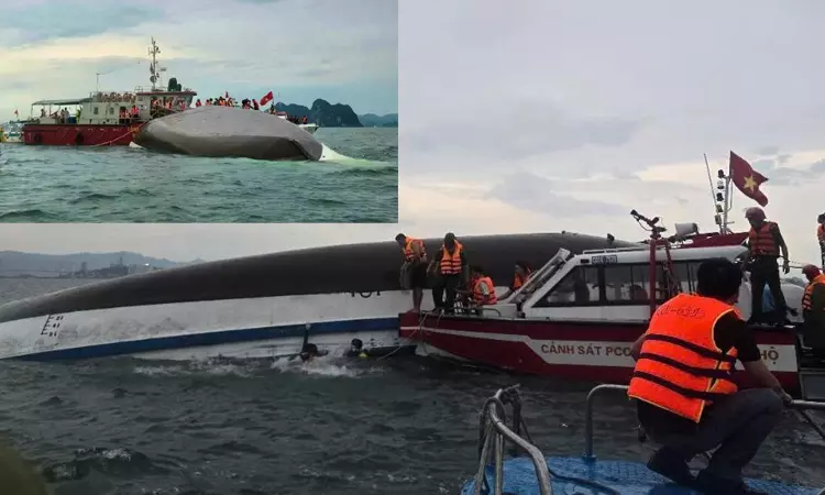 சுற்றுலா படகு கடலில் கவிழ்ந்து விபத்து - 18 பேர் பலி