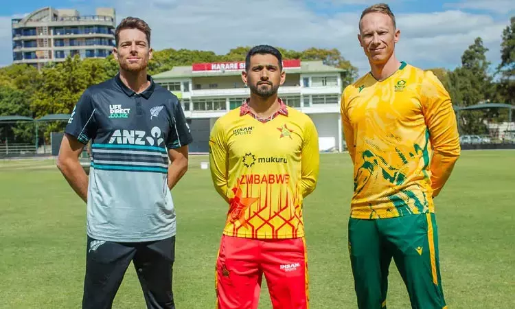 முத்தரப்பு டி20 தொடர்; தென் ஆப்பிரிக்கா - நியூசிலாந்து இன்று மோதல்