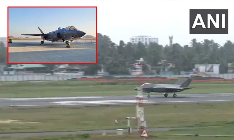 கேரளா:  நீண்ட நாட்களுக்கு பின் புறப்பட்டு சென்ற இங்கிலாந்து போர் விமானம்