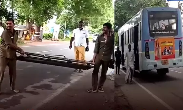 சாலையில் கழன்று விழுந்த அரசு பேருந்தின் கதவு.. வாகன ஓட்டிகள் அதிர்ச்சி