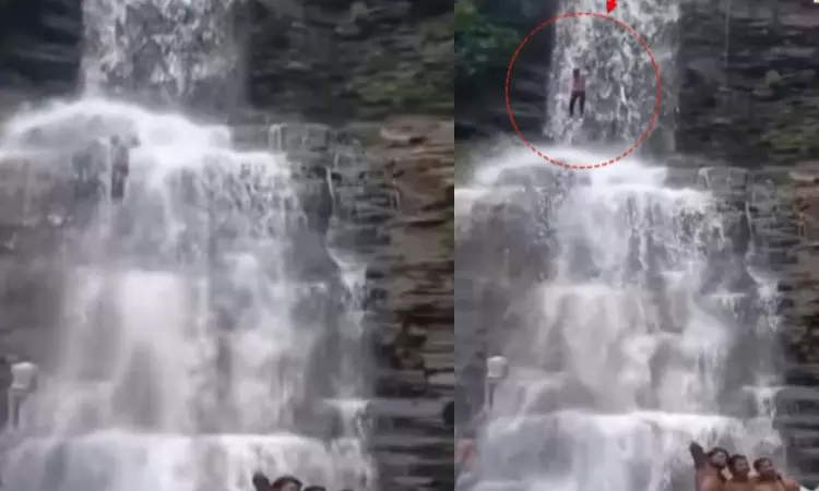 A tragic accident happened in an instant a young man fell 60 feet from the top of a waterfall into a chasm