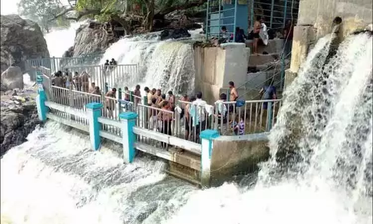 ஒகேனக்கல் அருவியில் குளிக்க சுற்றுலா பயணிகளுக்கு அனுமதி ஒகேனக்கல் அருவியில் குளிக்க சுற்றுலா பயணிகளுக்கு அனுமதி