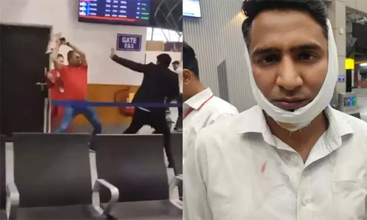 ஸ்பைஸ்ஜெட் ஊழியர்களை கொடூரமாக தாக்கிய ராணுவ அதிகாரி; விமான நிலையத்தில் பரபரப்பு ஸ்பைஸ்ஜெட் ஊழியர்களை கொடூரமாக தாக்கிய ராணுவ அதிகாரி; விமான நிலையத்தில் பரபரப்பு