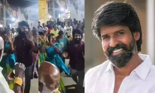 Actor soori impresses with energetic kummi dance at temple festival Actor soori impresses with energetic kummi dance at temple festival