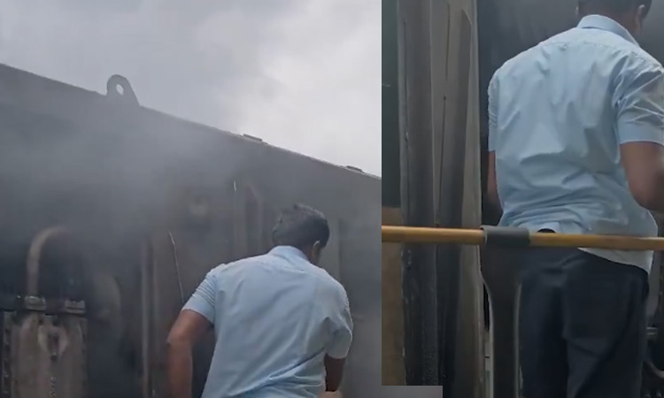 குருவாயூர் எக்ஸ்பிரஸ் ரெயில் எஞ்சினில் தீ விபத்து