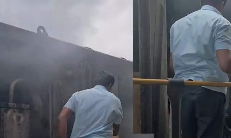 குருவாயூர் எக்ஸ்பிரஸ் ரெயில் எஞ்சினில் தீ விபத்து