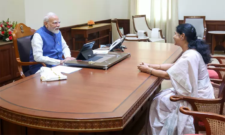 பிரதமர் மோடியை சந்தித்த திமுக எம்.பி. கனிமொழி