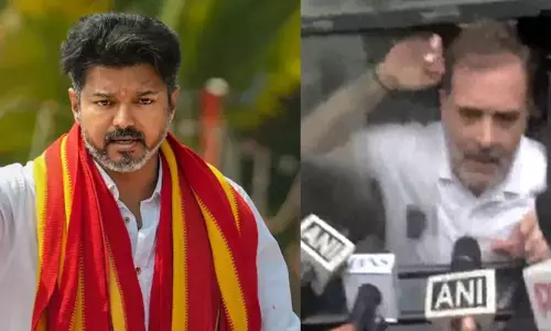 ராகுல் காந்தி கைது: த.வெ.க. தலைவர் விஜய் கண்டனம் ராகுல் காந்தி கைது: த.வெ.க. தலைவர் விஜய் கண்டனம்