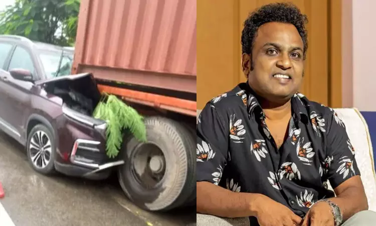 கன்டெய்னர் லாரி மீது கார் மோதி மலை​யாள நடிகர் காயம்