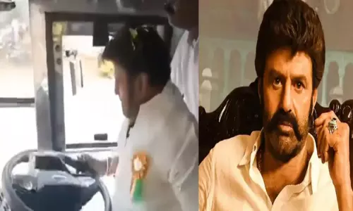 பஸ் ஓட்டிச் சென்று பயணிகளை அலறவிட்ட நடிகர் பாலகிருஷ்ணா