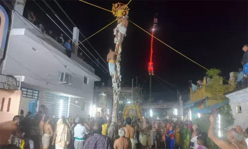 வரகூர் வெங்கடேச பெருமாள் கோவிலில் உறியடி உற்சவம்- வழுக்கு மரம் ஏறும் நிகழ்ச்சி