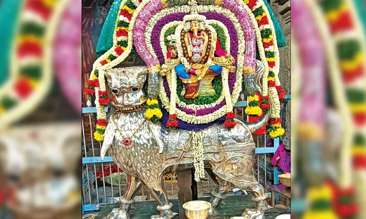 பிள்ளையார்பட்டி விநாயகர் சதுர்த்தி விழா: சிம்ம வாகனத்தில் கற்பக விநாயகர் வீதியுலா