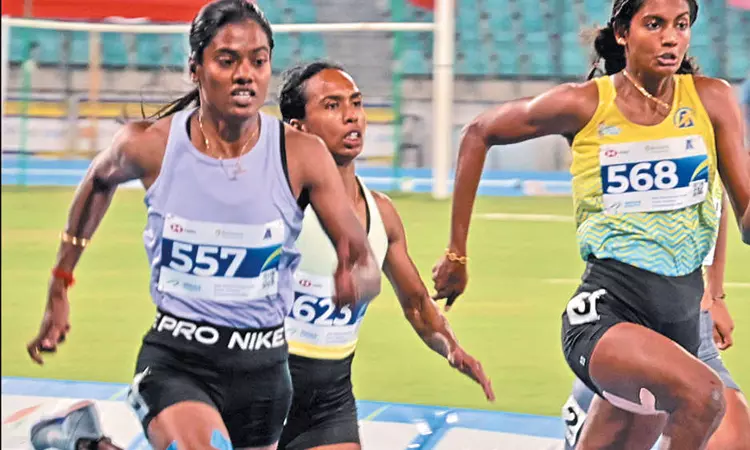 தேசிய தடகள போட்டி: 100 மீட்டர் ஓட்டத்தில் தமிழகத்தின் தனலட்சுமி, தமிழரசு முதலிடம்