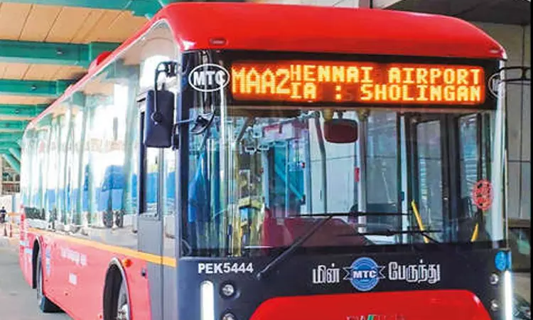 சென்னை விமான நிலையத்தில் இருந்து சிறுசேரிக்கு ஏ.சி. மின்சார பஸ்